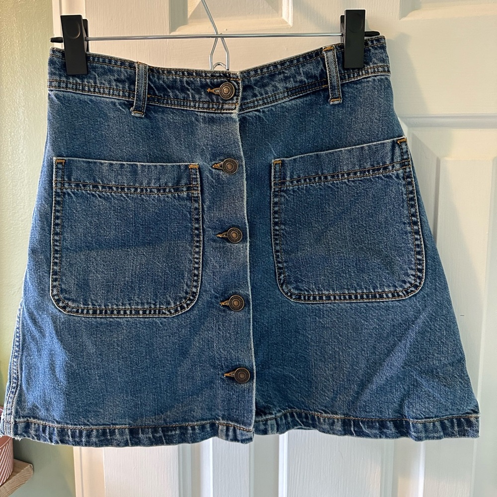 Zara button front jean skirt